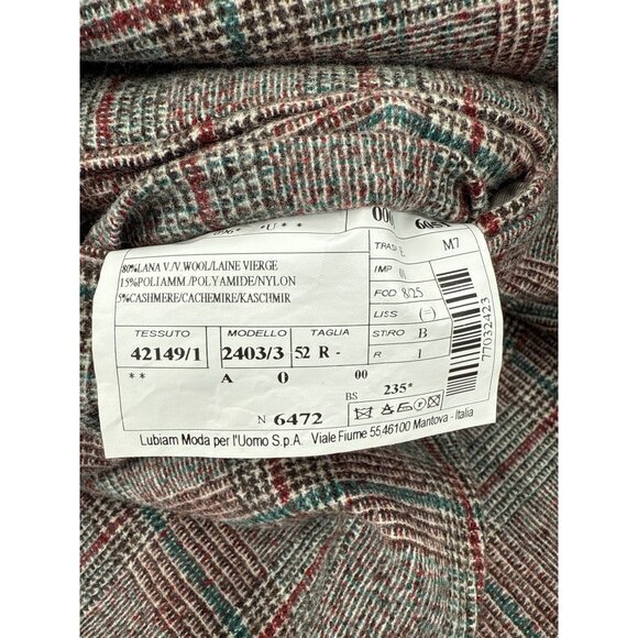 Luigi Bianchi Manitoba‎ Men Wool Cashmere Blend Plaid Blazer Deconstructed Italy - Picture 10 of 11